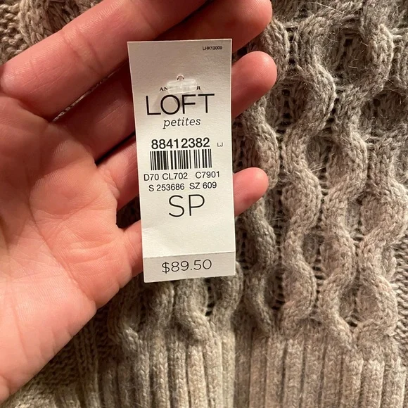 Ann Taylor Loft Tan Cowl Neck Sweater Dress; NWT; Small Petite - Picture 3 of 7